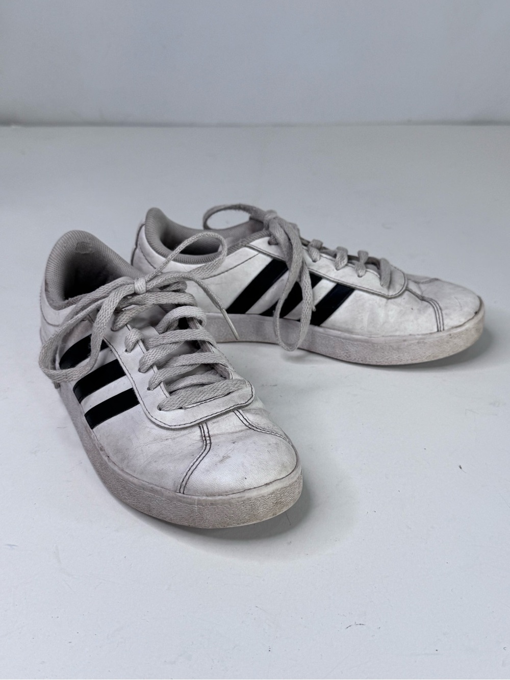 adidas Kids White Sneakers with Black Stripes